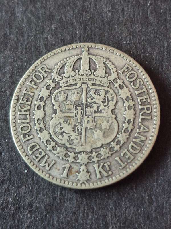Sweden One Kroner 1914 Silver