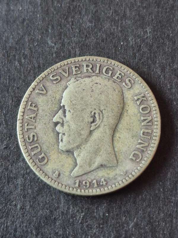 Sweden One Kroner 1914 Silver