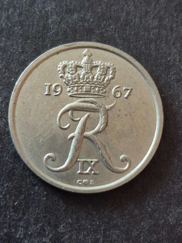 Denmark 25 Ore 1967 (scarce date)