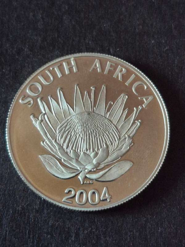 2004 Silver One Rand Protea Series Ten Year Anniversary of a Democratic SA Proof