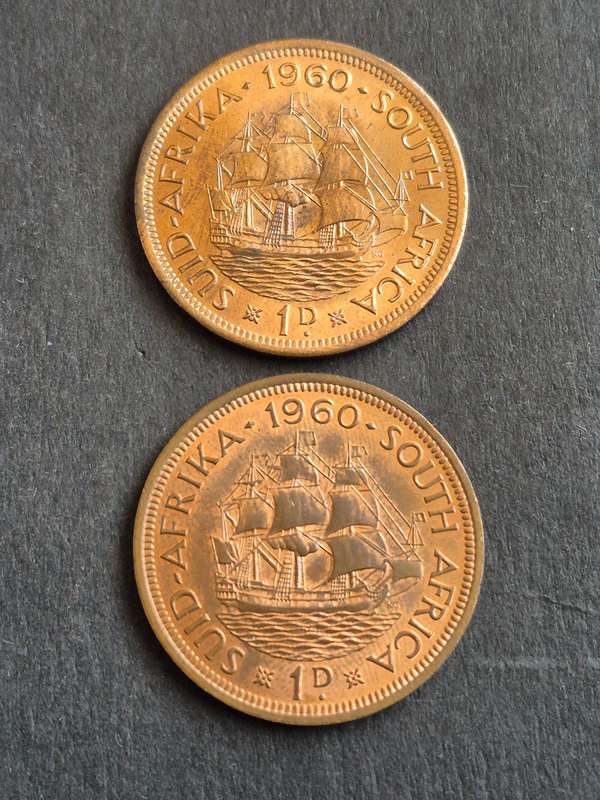 2 x Union Pennies 1960 UNC