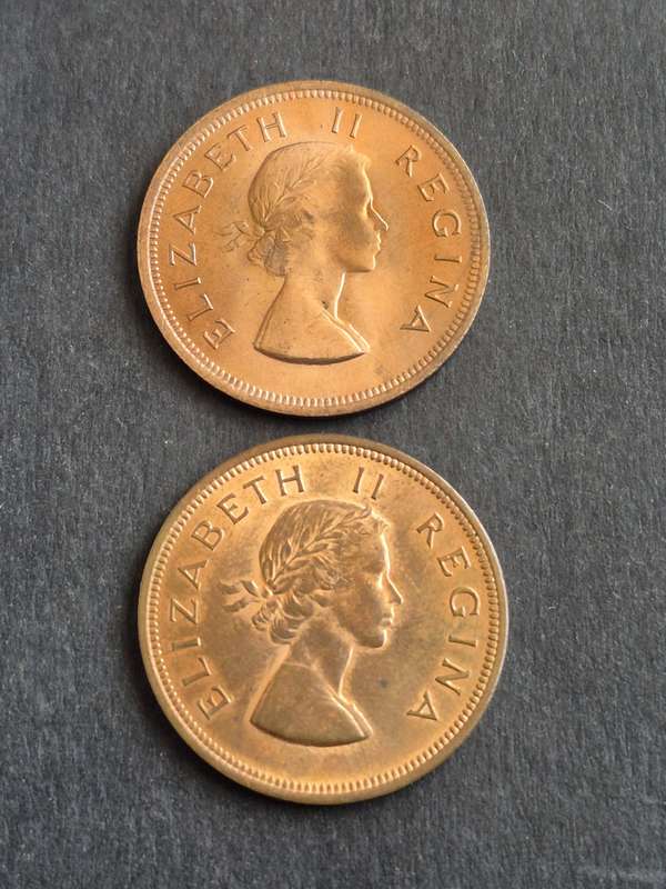 2 x Union Pennies 1960 UNC