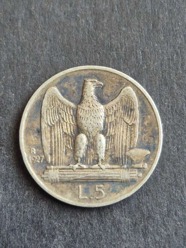 Italy 5 Lire 1927R Silver