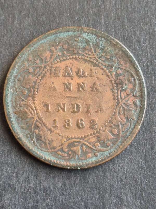India 1/2 Anna 1862 Queen Victoria