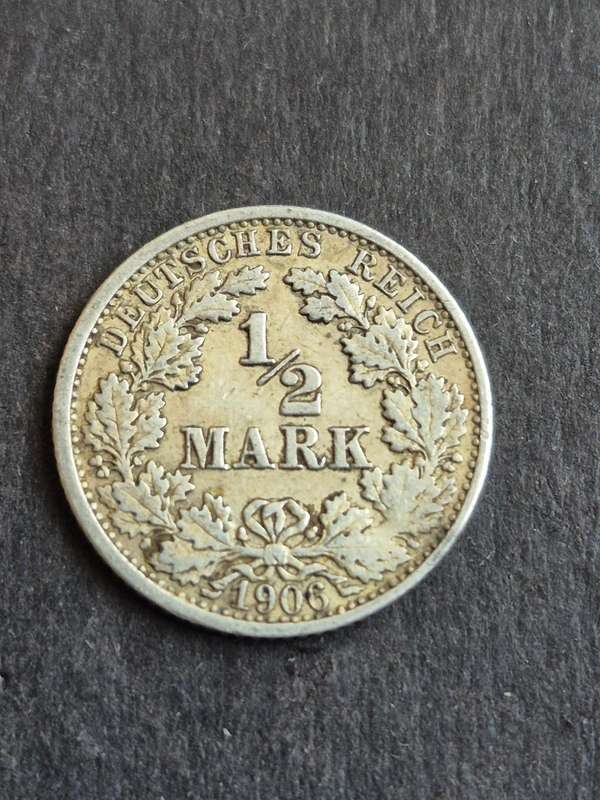 Deutsches Reich 1/2 Mark 1906 Silver