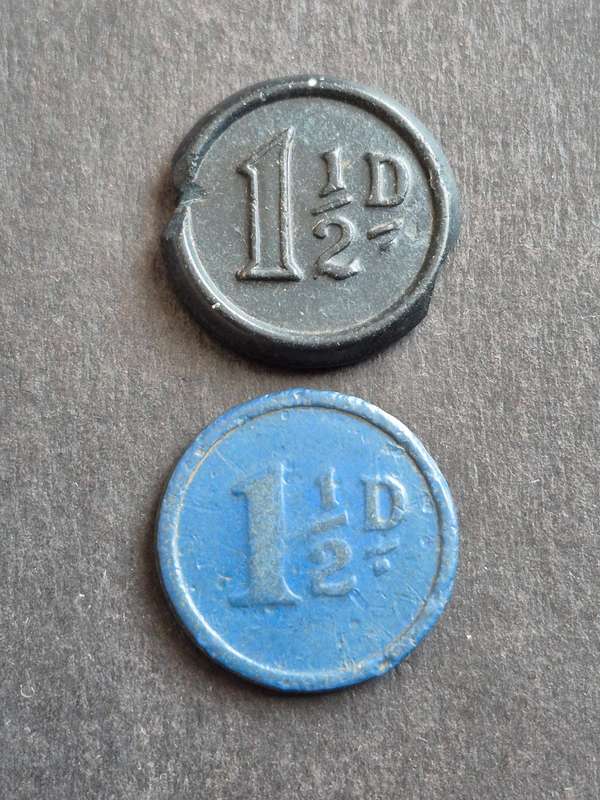 2 x Johannesburg Municipal Tramway Tokens 1  1/2 D