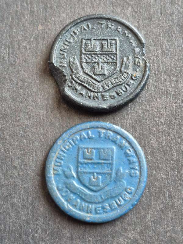2 x Johannesburg Municipal Tramway Tokens 1  1/2 D