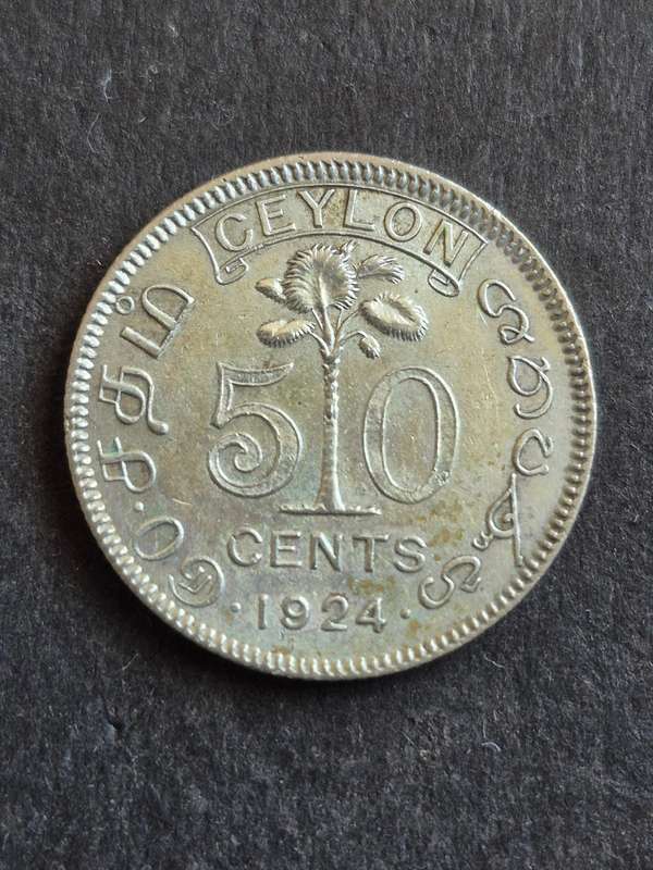 Ceylon 50 Cents 1924 Silver (very nice condition)