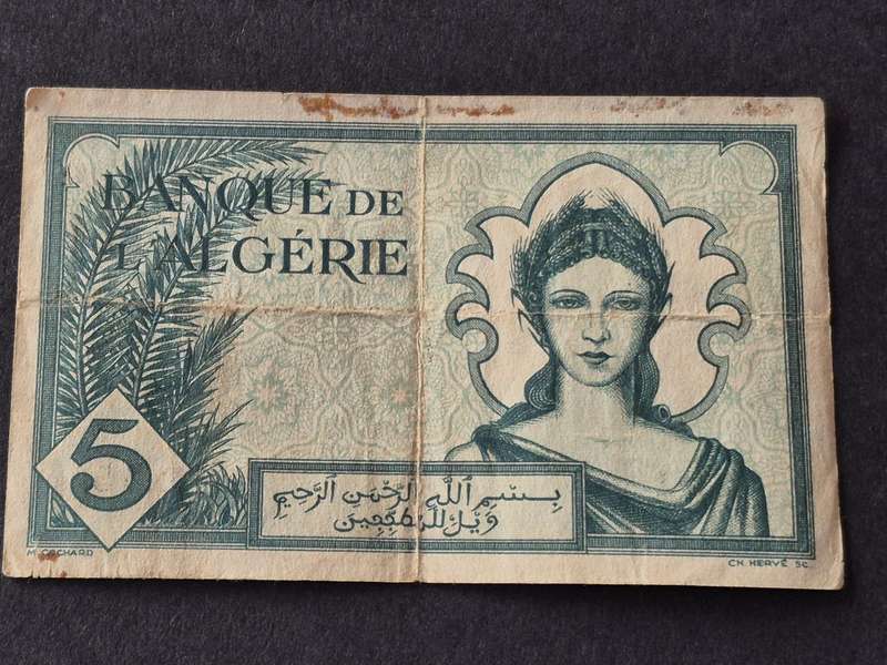 Algeria 5 Francs 6/11/1942 WW2