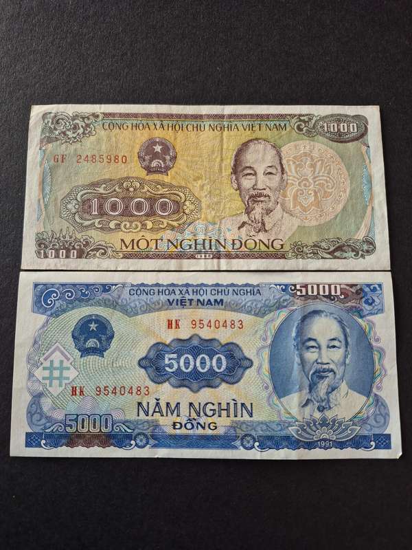 2 x Vietnam 1000/5000 Dong (nice condition)