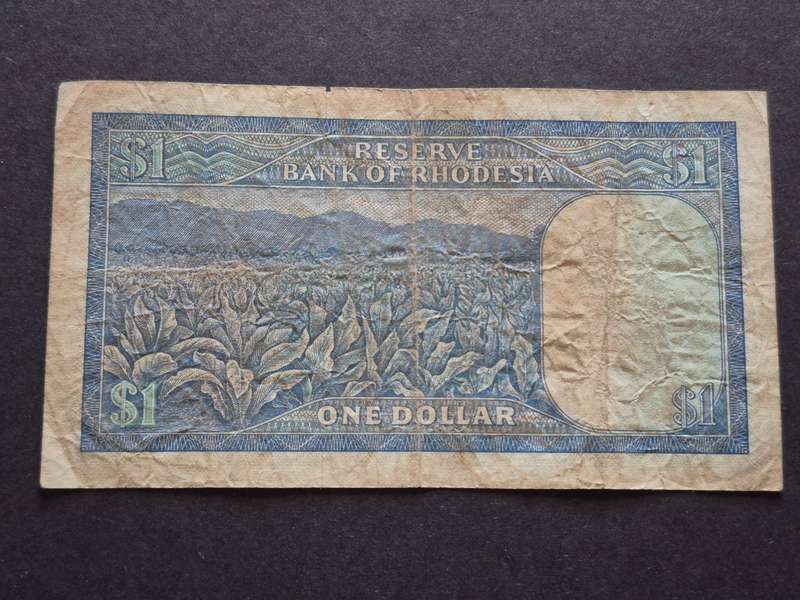 Reserve Bank of Rhodesia One Dollar 2 March 1973 Rhodes Watermark