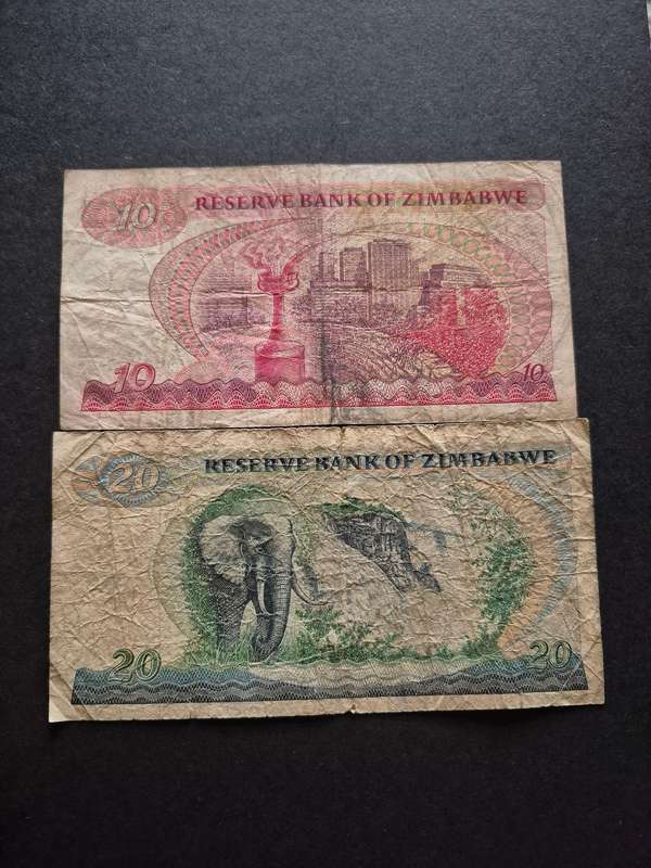 Reserve Bank of Zimbabwe 10/20 Dollars Harare 2004/1994