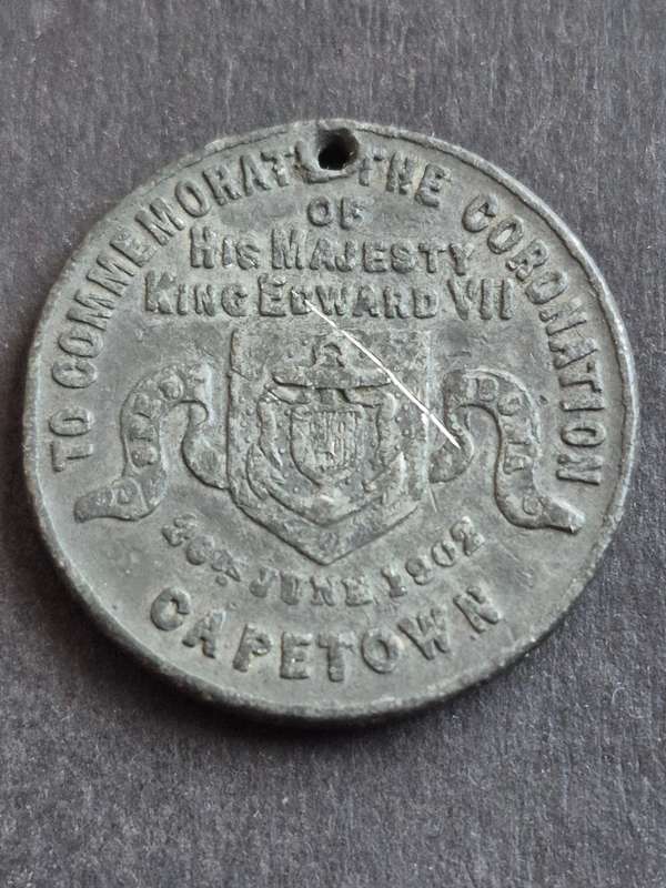 Edward VII Coronation 20 June 1902 Cape Town Pewter Medallion