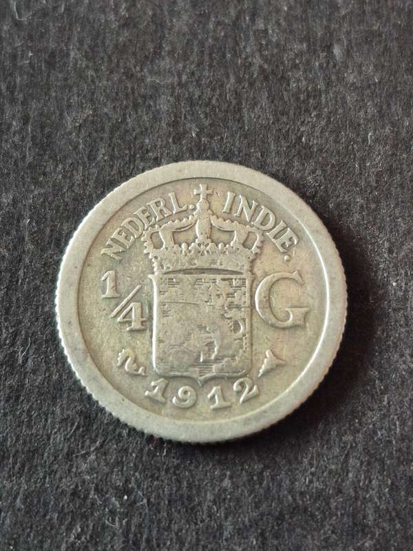 Nederlands Indie 1/4 Gulden 1912 .720 Silver