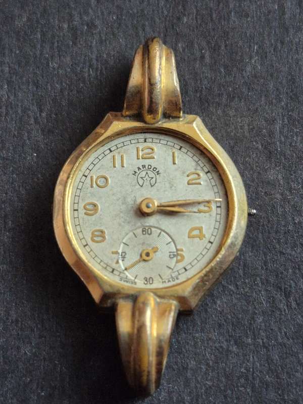 Vintage Ladies Mardon Rolled Gold Mechanical Wrist Watch 15 Jewels (missing winder/glass)-not work