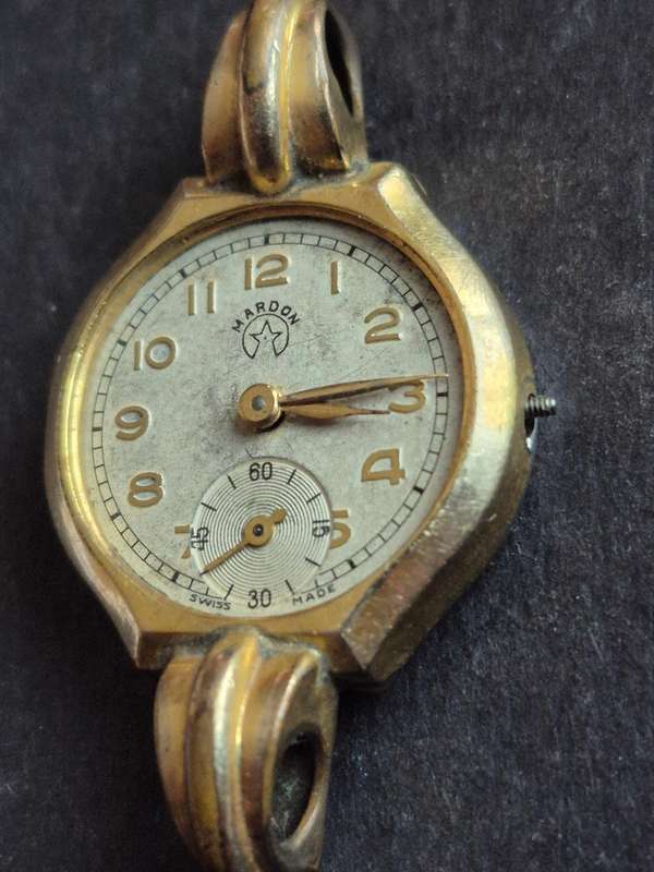 Vintage Ladies Mardon Rolled Gold Mechanical Wrist Watch 15 Jewels (missing winder/glass)-not work