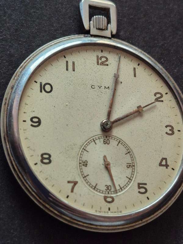 Vintage Cyma Pocket Watch - no glass - cannot open back (not working)