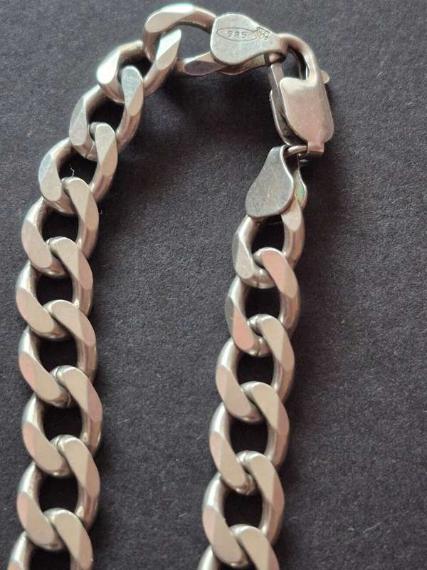 .925 Heavy Silver Curb Links Chain 59.3g 575mm