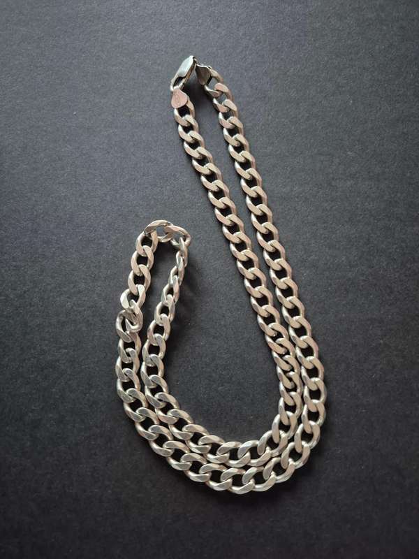 .925 Heavy Silver Curb Links Chain 59.3g 575mm