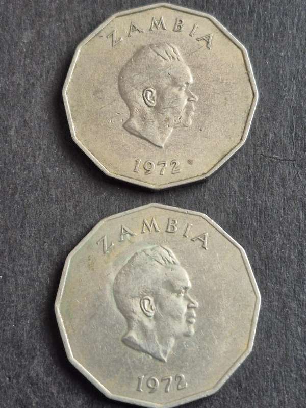 2 x Zambia 50 Ngwee 1972