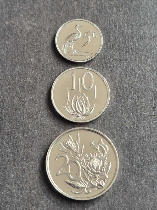 Republic 5 Cent, 10 Cent and 20 Cent 1977 Proof
