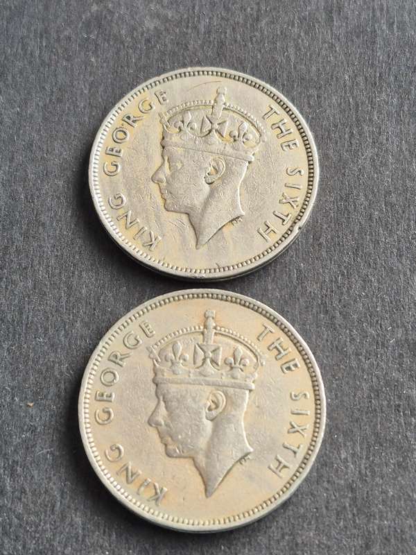 2 x Mauritius One Rupees 1950/1951 King George IV