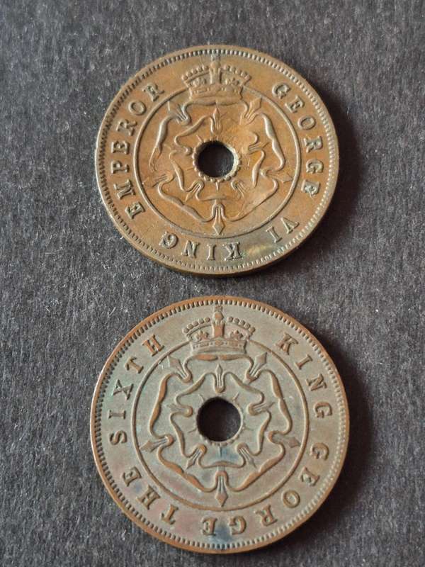 2 x Southern Rhodesia One Penny 1947/1952