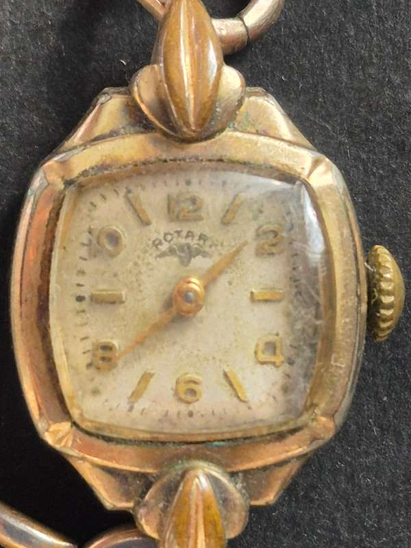 Vintage Ladies Rotary 15 Jewels Rolled Gold 10 Microns Mechanical Wrist Watch (not working)