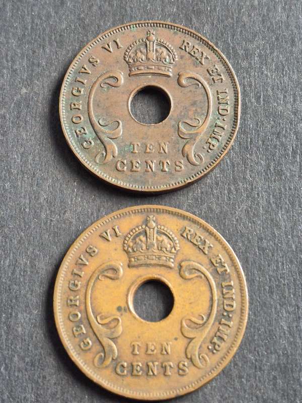 2 x East Africa 10 Cents 1941/1943