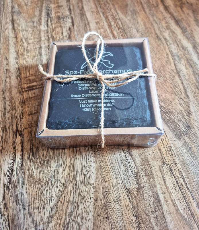 Formula 1 Slate Coasters  Set of 4 Laser Engraved Track Designs | F1 Fan Gift