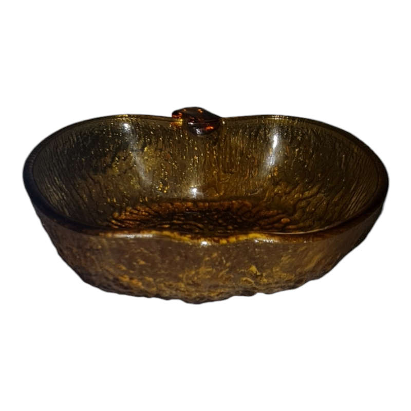 Italian textured bark glass apple shaped fruit or serving bowl