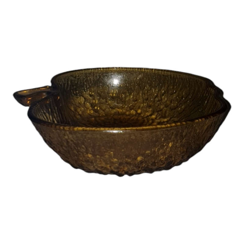 Italian textured bark glass apple shaped fruit or serving bowl