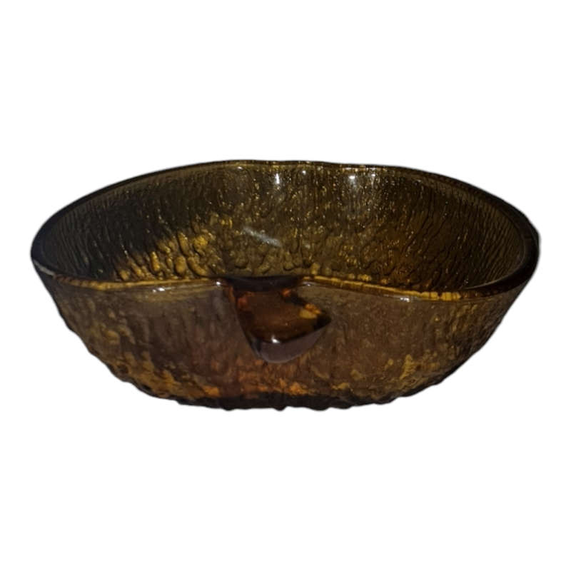 Italian textured bark glass apple shaped fruit or serving bowl