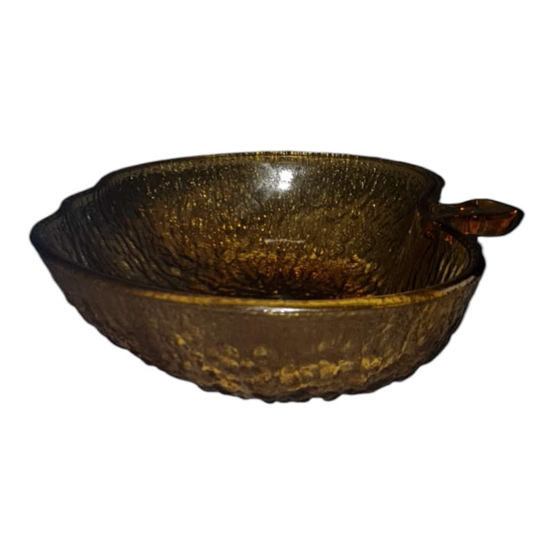 Italian textured bark glass apple shaped fruit or serving bowl