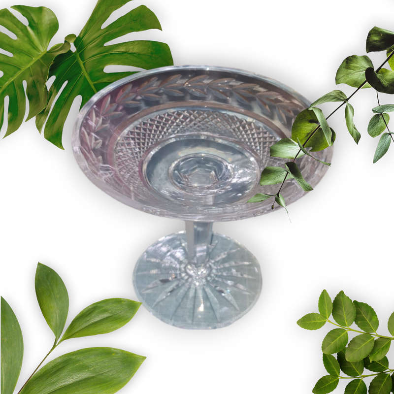 Vintage Etched Crystal Pedestal Bowl or Candy Dish