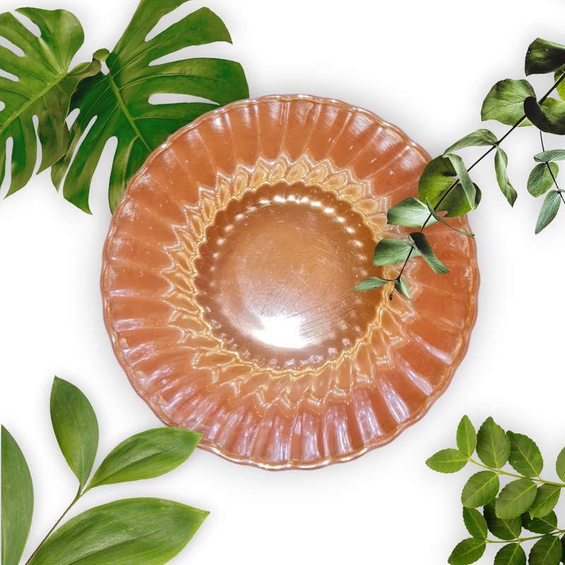Vintage Fire King Peach Lustre Ware Serving Bowl Swirl Shell Pattern