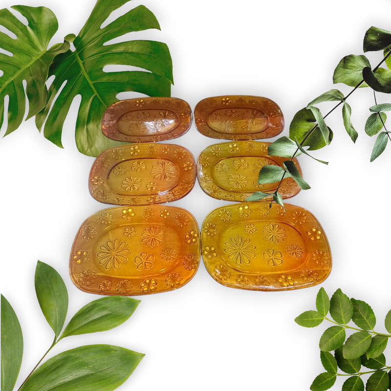 Vereco Daisy amber dish with floral decoration