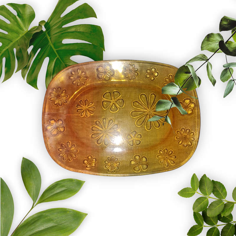 Vereco Daisy amber dish with floral decoration