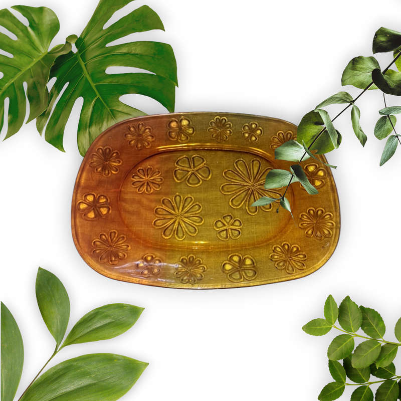 Vereco Daisy amber dish with floral decoration