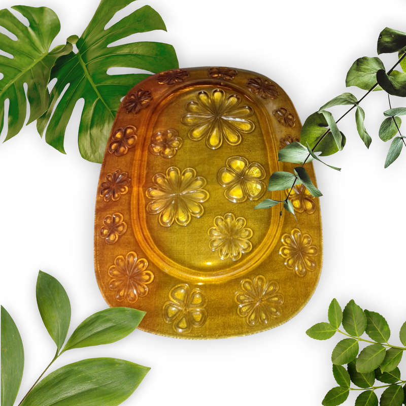 Vereco Daisy amber dish with floral decoration