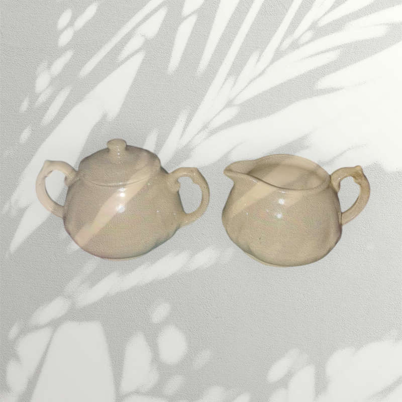 Pearl glaze creamer and sugar jar
