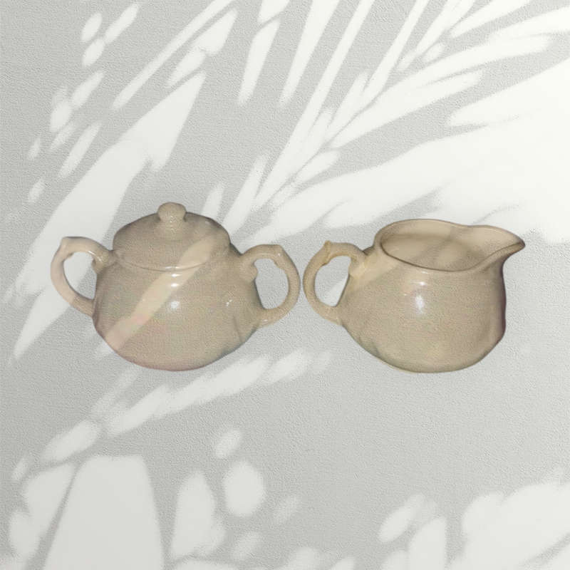 Pearl glaze creamer and sugar jar