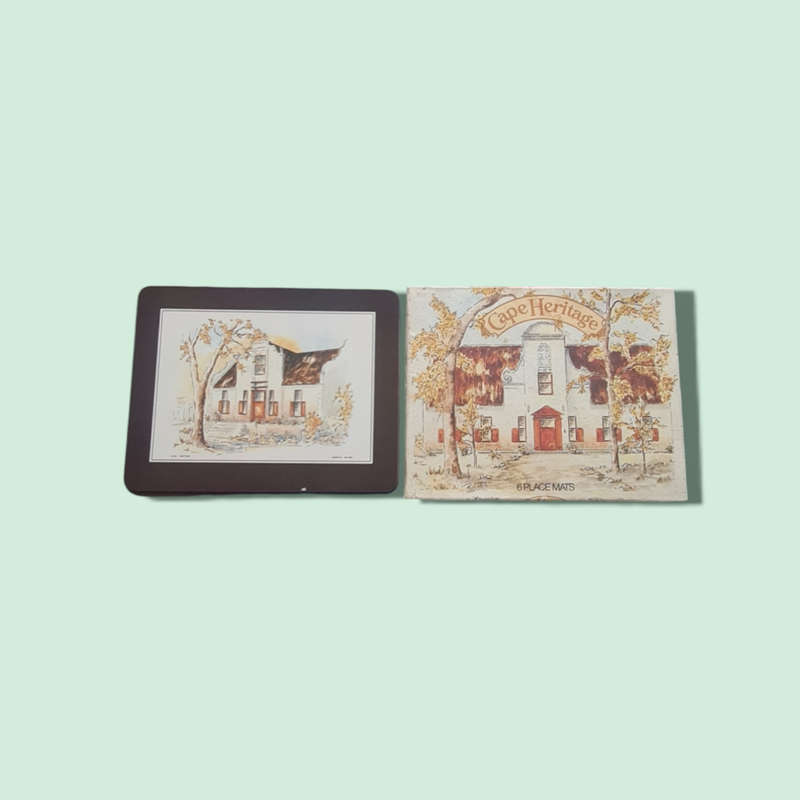 Cape Heritage Placemats | Set of 6 | South African Cape Dutch House | Vintage Table Decor