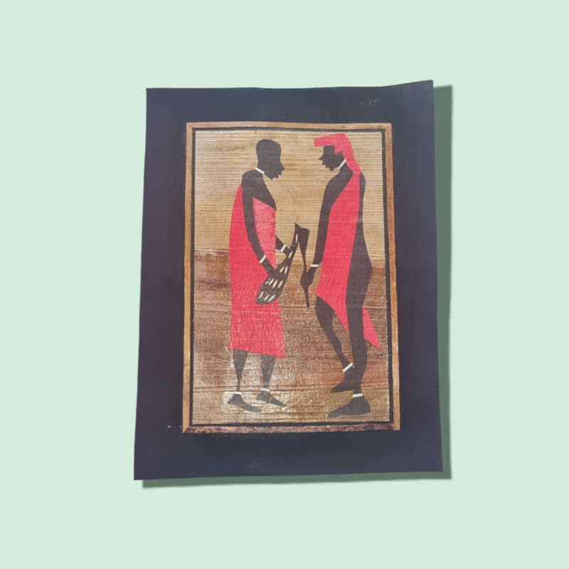 Banana Bark Collage. The banana bark is laid on a black fabric.