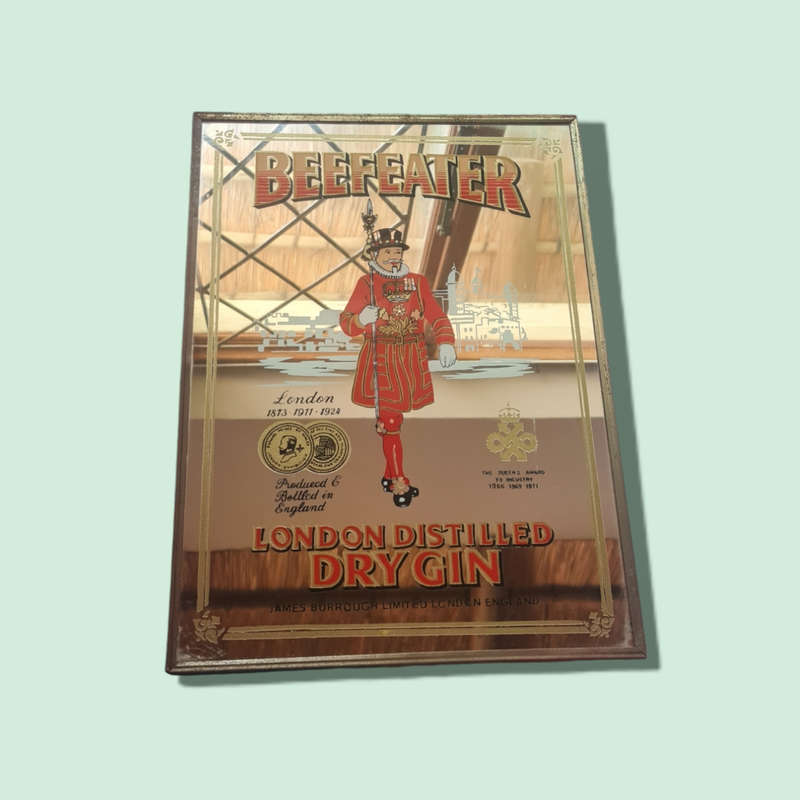 Vintage Beefeater London Distilled Dry Gin Mirror Advertisements
