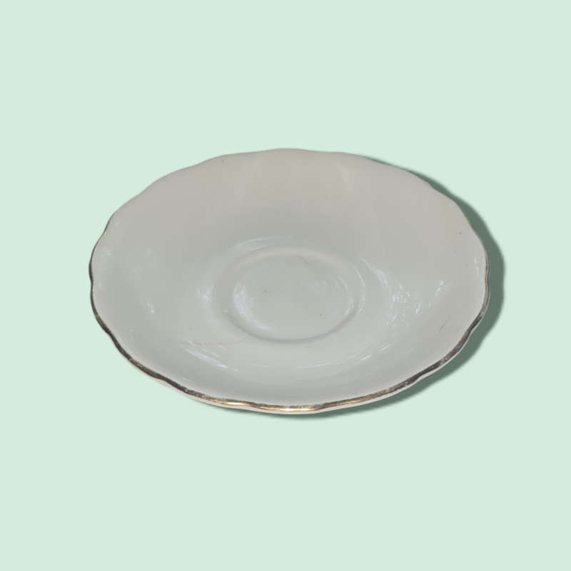 VintageBone China White w Gold Rim Saucer - Made in England