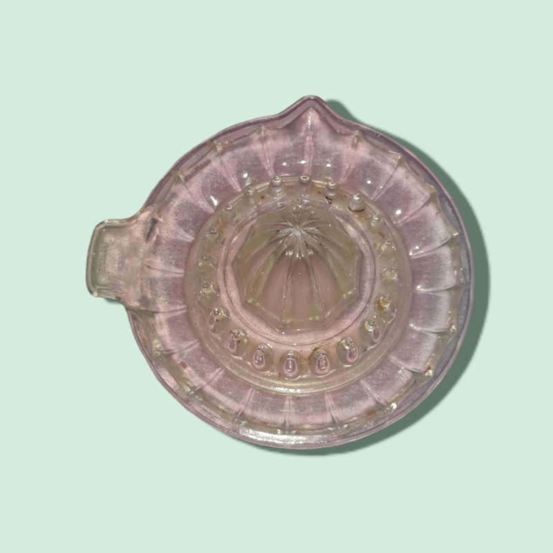 Vintage Juice Citrus Squeezer Manganese Clear Glass