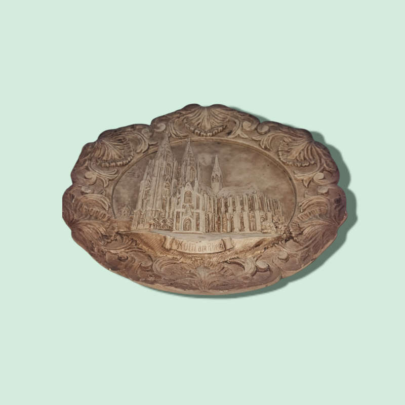 Vintage Germany 3-D Souvenir Plate Tray Pressed Wood Köln am Rhein