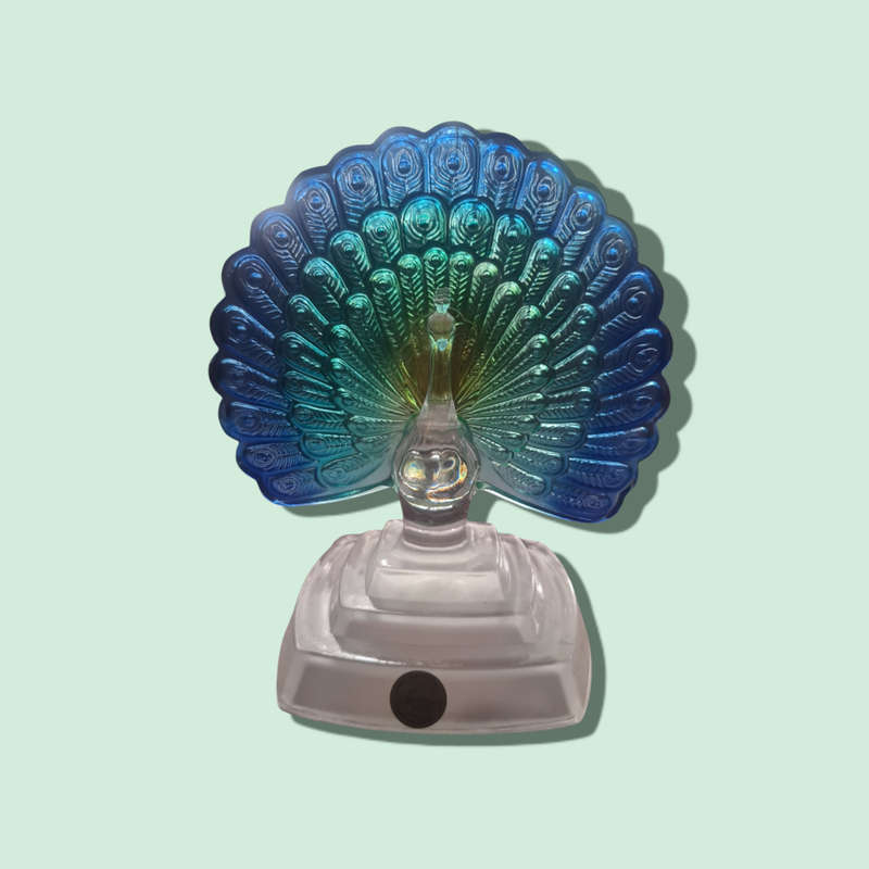 Lovely Cristal D'Arques Lead Crystal Blue & Green & Yellow Peacock Figurine