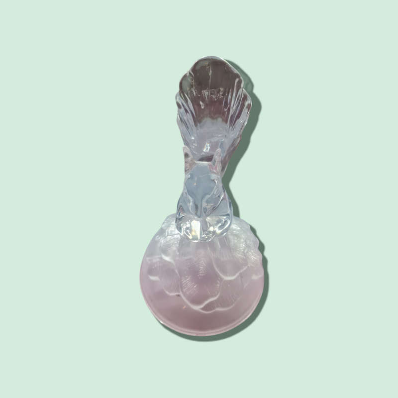 Vintage Crystal Squirrel Figurine on Frosted Crystal Oval Base